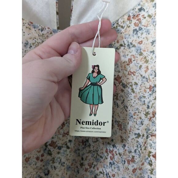 NWT Nemidor Women's Plus Size Collection Floral Printed Dress - Size 22 - Picture 8 of 9